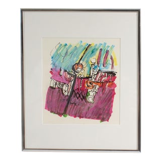 1960s Abstract Mixed Media Drawing by James L. Bruch For Sale