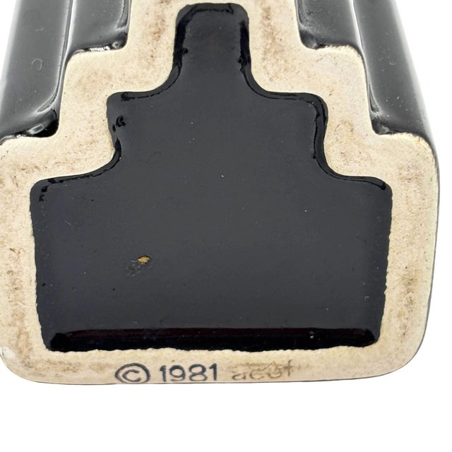1981 Neo Art Deco Black Bowl, Vase, Shaker, Butter Dish, Kitchen Table Set of 9 For Sale - Image 13 of 17