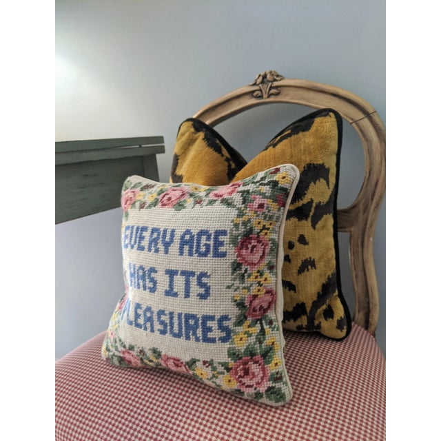 Vintage Grandmillenial Needlepoint Decorative Throw Pillow For Sale - Image 10 of 10