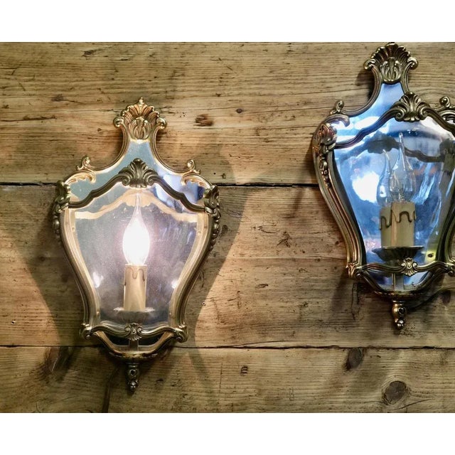 Metal Louis XV French Wall Lights, 1950, Set of 3 For Sale - Image 7 of 10