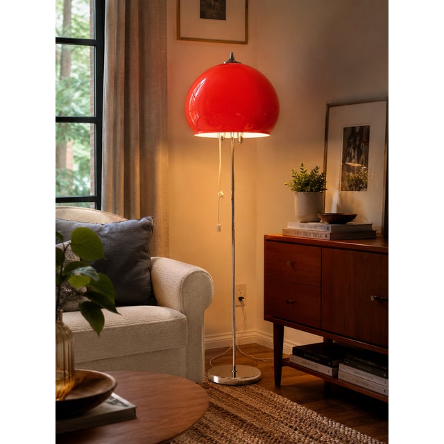 Large Hungarian Space Age Floor Lamp by Szarvasi, 1970s, in Flawless conditions. Designed 1970 to 1979 This piece has an...