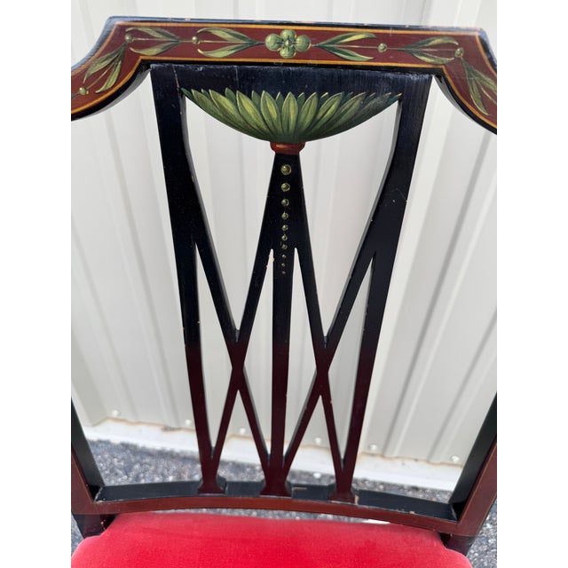 Wood 19th-Century American Sheraton-Style Painted Armchair For Sale - Image 7 of 12