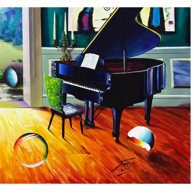 Original oil painting on canvas. Hand signed lower front by Ferjo. Canvas image size 48 x 60 inches. Canvas is not...