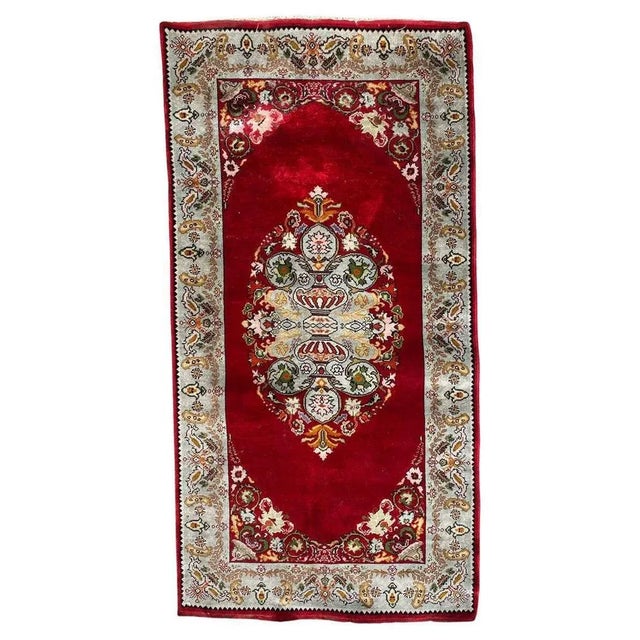 Small Vintage Silk Turkish Rug For Sale - Image 15 of 15