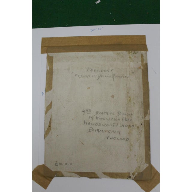 President Franklin D. Roosevelt Portrait Painting Circa 1940's Mid Century Framed For Sale - Image 18 of 18