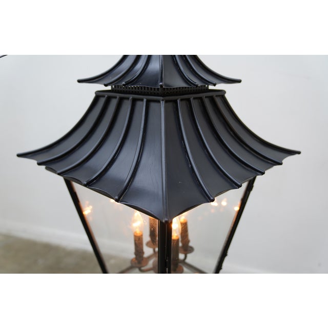 1990s Black Iron Pagoda Style Chandelier W/O Chain For Sale - Image 10 of 12
