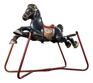 Vintage Painted Tin-Plated Rocking Horse from Mobo, 1960s