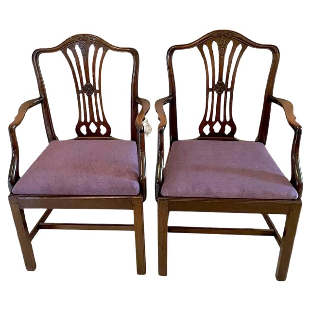 Set of Antique Victorian Carved Mahogany Desk Chairs For Sale