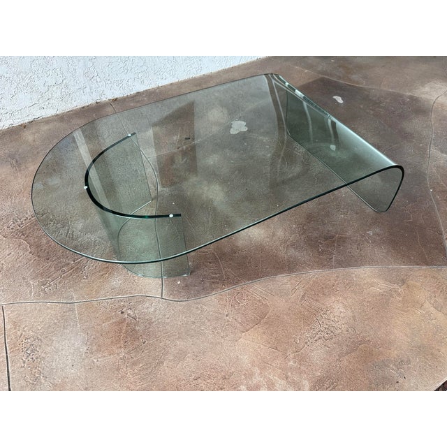 Mid Century Post Modern Italian Waterfall Glass Coffee Table For Sale - Image 11 of 12