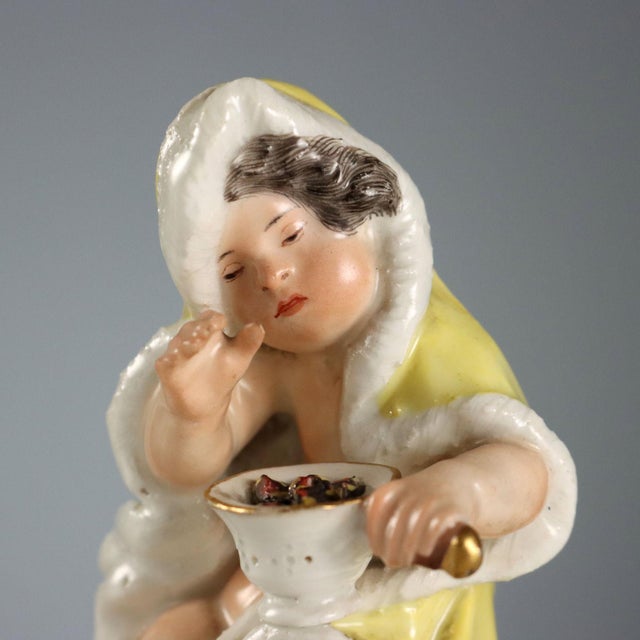 Cream German Porcelain Figurines, Set of 3 For Sale - Image 8 of 14