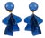 Cilea Paris Dangle Resin Clip Earrings Cobalt Blue Ribbons For Sale