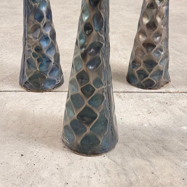 Sculptural Candleholders in Burnished Metal, Italy, 1980s, Set of 3 For Sale - Image 10 of 18