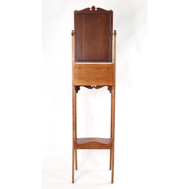 Antique Oak Shaving Stand With Beveled Mirror For Sale - Image 9 of 9