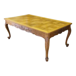 Antique French Country Oak Extendable Carved Floral Acanthus Dining Table
