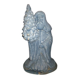 Vintage 1988 Sandstone Concrete Power Blue Father Christmas With Tree For Sale
