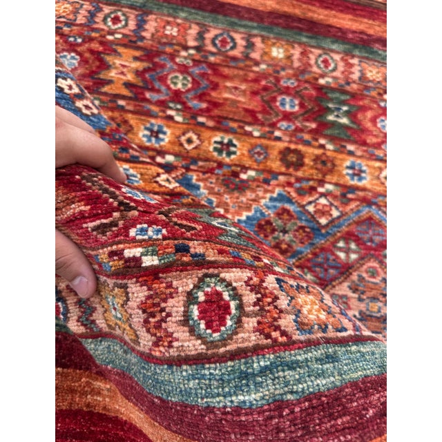 Vintage Tribal Kilim Rug – Handwoven Wool, 5x6 Ft, Red & Multicolor Pattern For Sale - Image 18 of 18