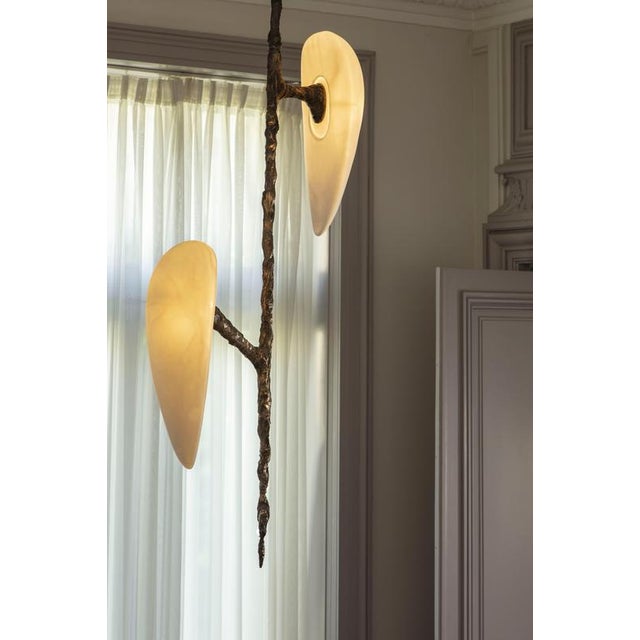 LV-426 Vertical 2 Diffusers Pendant in Patinated Cast Bronze by William Guillon For Sale - Image 12 of 16