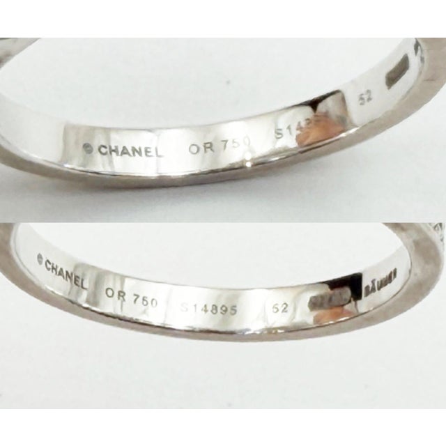 Chanel 18k 750 White Gold Ruben Ribbon Diamond Ring, Size 6 For Sale In Los Angeles - Image 6 of 6