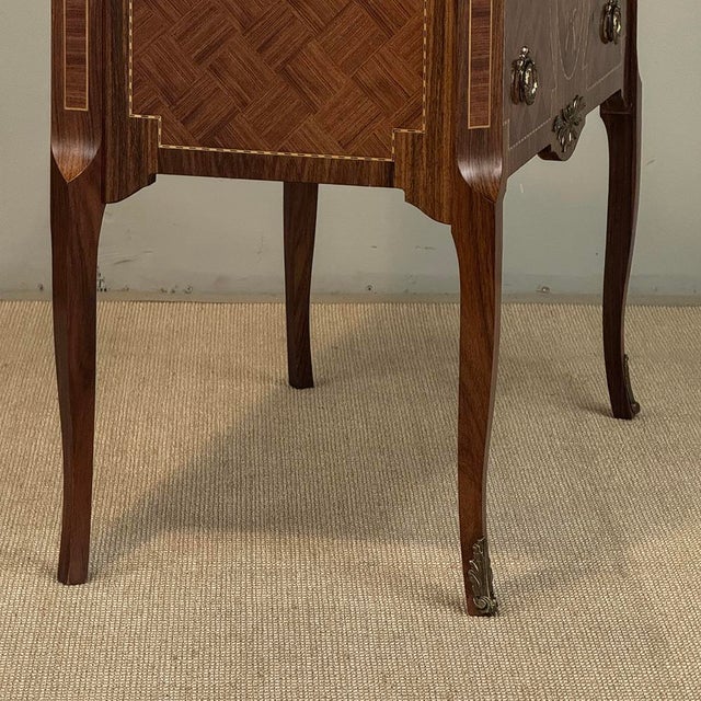 Antique French Louis XVI Style Marquetry Marble Top Commode For Sale - Image 12 of 18