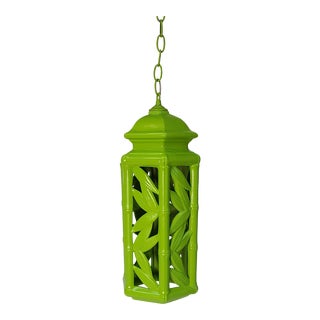 1950s Green Ceramic Bamboo Pendnat For Sale
