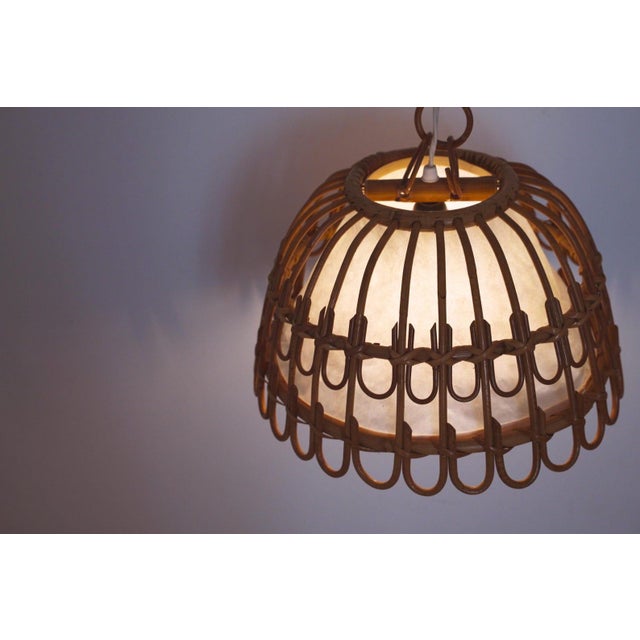 Vintage Rattan Bell Pendant Lamp, 1950s For Sale - Image 17 of 18