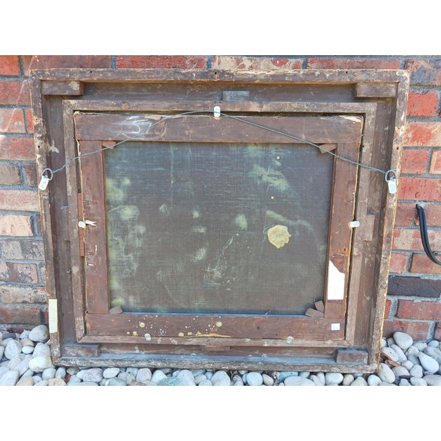 Paint Antique 19th C. European Oil Painting Landscape Ruins Bridge and FIgures For Sale - Image 7 of 9