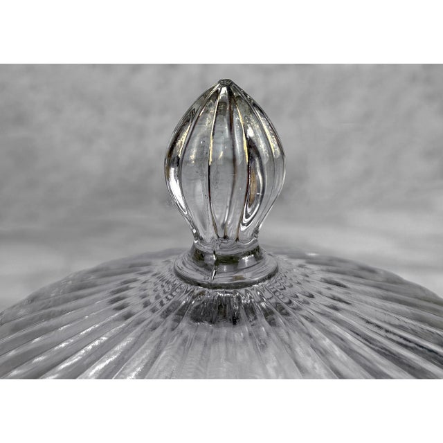Glass Vintage Hollywood Regency Scalloped Glass Lidded Candy Dish - A Pair For Sale - Image 7 of 9
