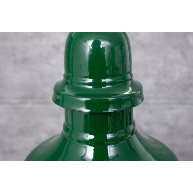 Industrial Enamel Ceiling Lamp in Green, 2000s For Sale - Image 4 of 8