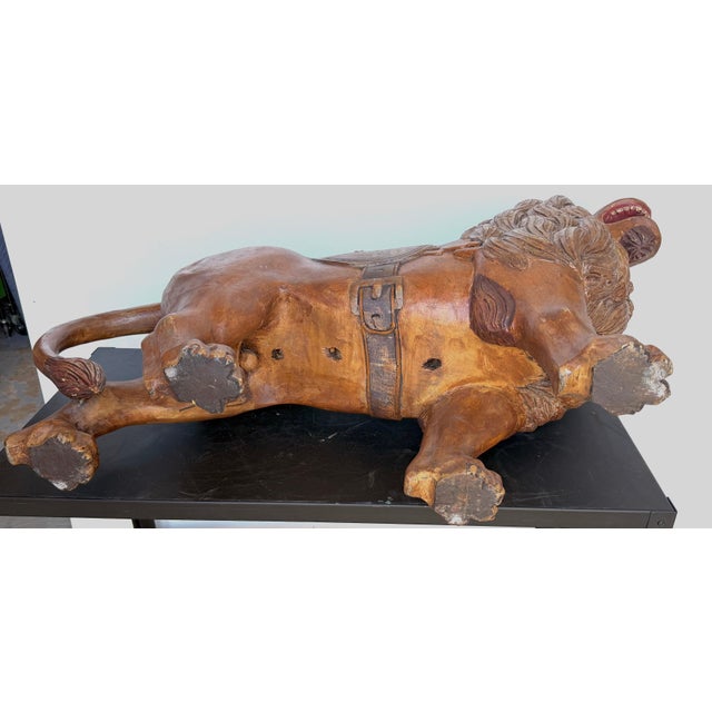 20th Century Carved & Polychromed Carousel Lion, Style of Dentzel For Sale - Image 13 of 17