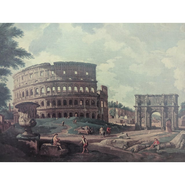 Blue Vintage Framed Italian Neoclassical Architectural Art Framed -a Pair For Sale - Image 8 of 17