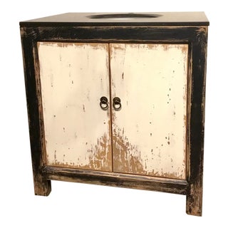 Aged Vintage Style Rustic Single Vanity Wood Sink For Sale