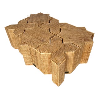 Modular Rattan Tables "Stella E Croce" by Vivai Del Sud. Italy, 1970s For Sale
