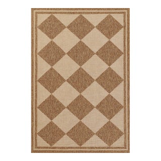 Erin Gates by Momeni Saybrook Diamond Natural Indoor/Outdoor Area Rug 5'3" X 7' For Sale