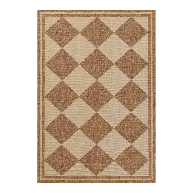 Erin Gates by Momeni Saybrook Diamond Natural Indoor/Outdoor Area Rug 5'3" X 7' For Sale