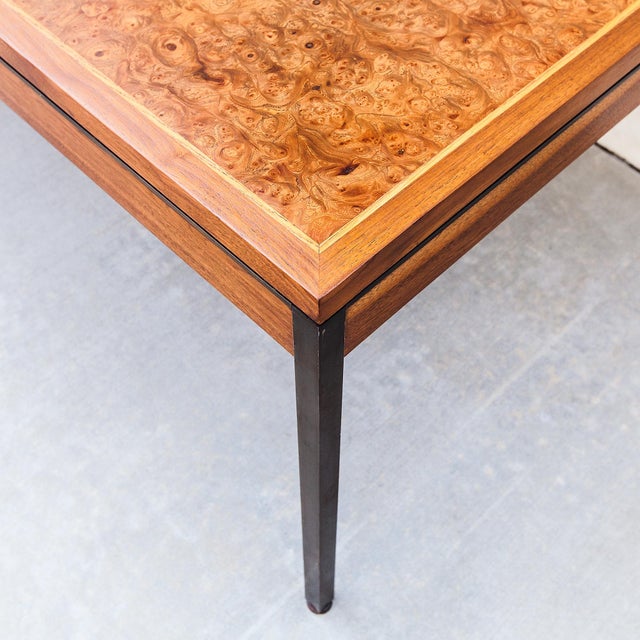 Refinished 1970s Mid Century Modern Walnut & Burl Executive Desk by Hiebert For Sale - Image 12 of 15