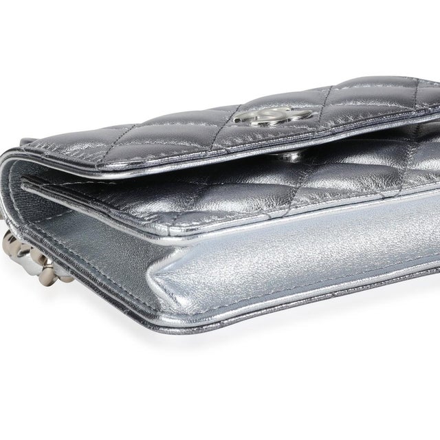 Silver Metallic Quilted Lambskin Coco Punk Belt Bag For Sale In New York - Image 6 of 7
