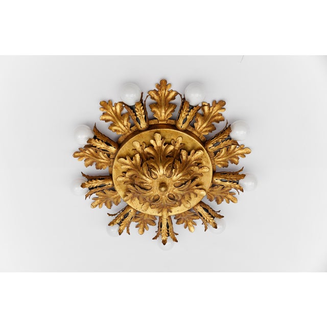 Mid-Century Modern Large Vintage Florentine Leaf Ceiling Lamp by Banci Firenze, 1960s For Sale - Image 3 of 12