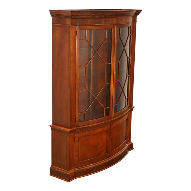 Baker Georgian Style Mahogany Bowfront China Cabinet For Sale