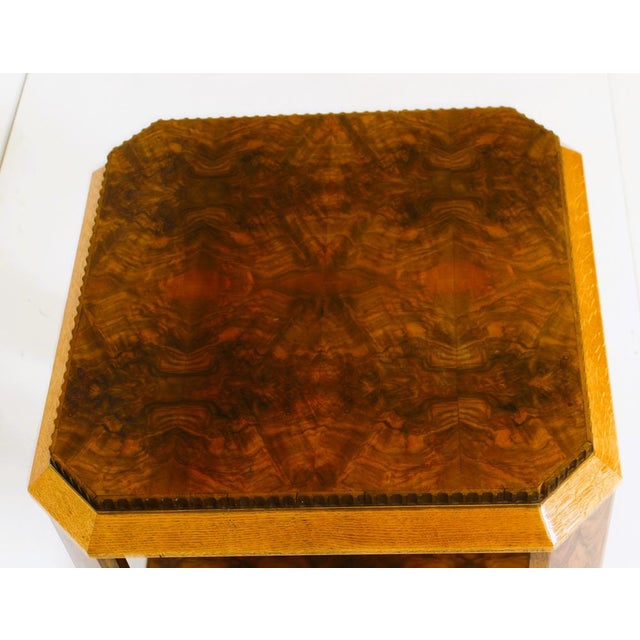 Brown Art Deco French Side Table in Walnut Burl and Oak, 1925 For Sale - Image 8 of 14
