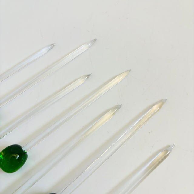 Late 20th Century Glass Olive Drink Stirrers - Set of 7 For Sale - Image 5 of 6