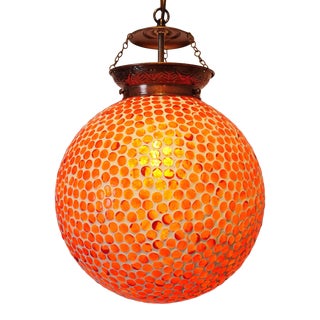 Orange Mosaic Globe Pendant Lamp For Sale