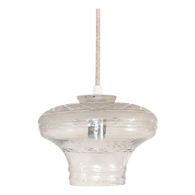 Art Deco Cut Glass Pendant Lamp For Sale