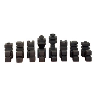 Wooden Chess Set, 1970s, Set of 32 For Sale