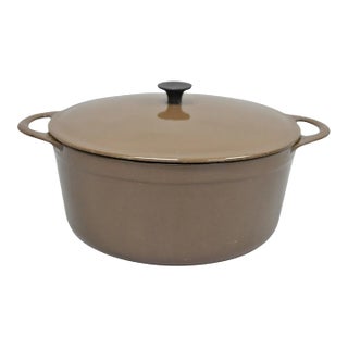Vintage Cousances France Enameled Cast Iron Dutch Oven Pot Chocolate Brown # 22 For Sale
