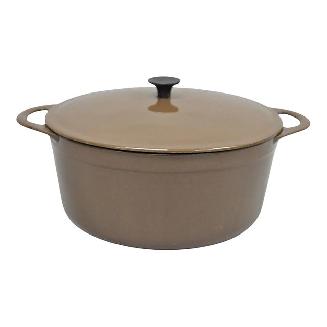 Vintage Cousances France Enameled Cast Iron Dutch Oven Pot Chocolate Brown # 22 For Sale