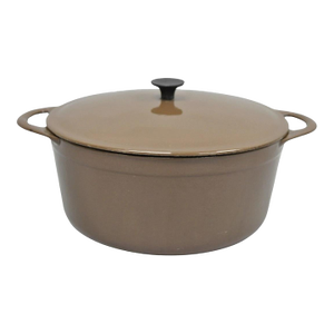 Vintage Cousances France Enameled Cast Iron Dutch Oven Pot Chocolate Brown # 22