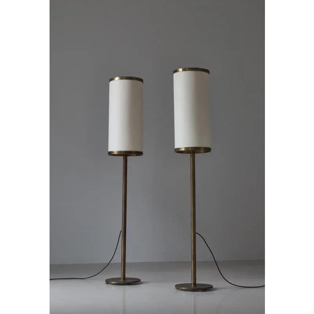 Large Danish Modern Floor Lamps in Patinated Brass by Kay Kørbing, 1960s, Set of 2 For Sale - Image 4 of 18