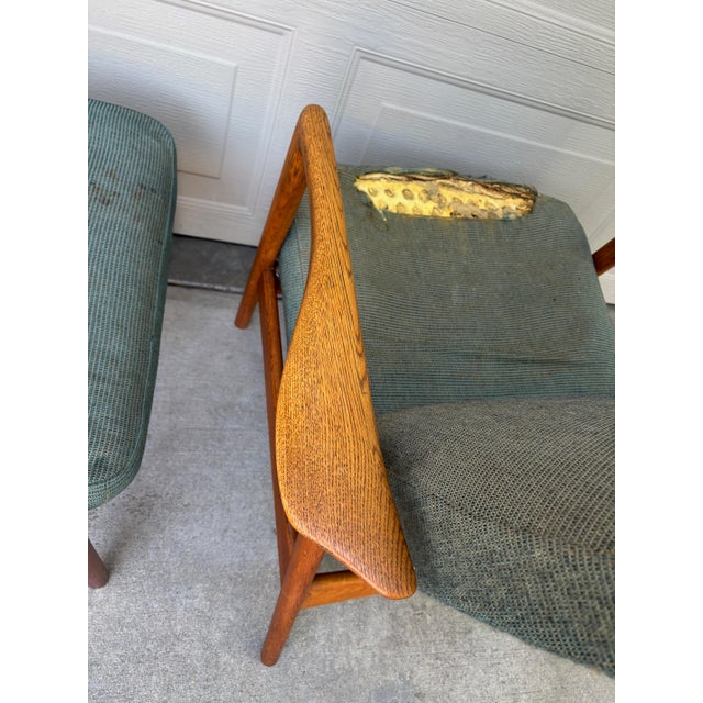 DUX Folke Ohlsson Dux Teak Oak Danish Modern Lounge Chair Ottoman Recliner Vintage For Sale - Image 4 of 11