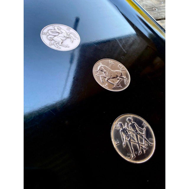 Metal Zodiac Serving Tray Vintage Couroc of Monterey | 12 Astrological Medallions | California Modern For Sale - Image 7 of 18