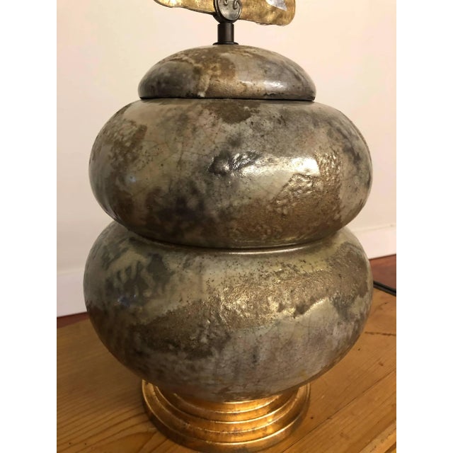 Tony Evans Tony Evans Signed Raku Pottery Urn With Handmade Glass Handle For Sale - Image 4 of 11